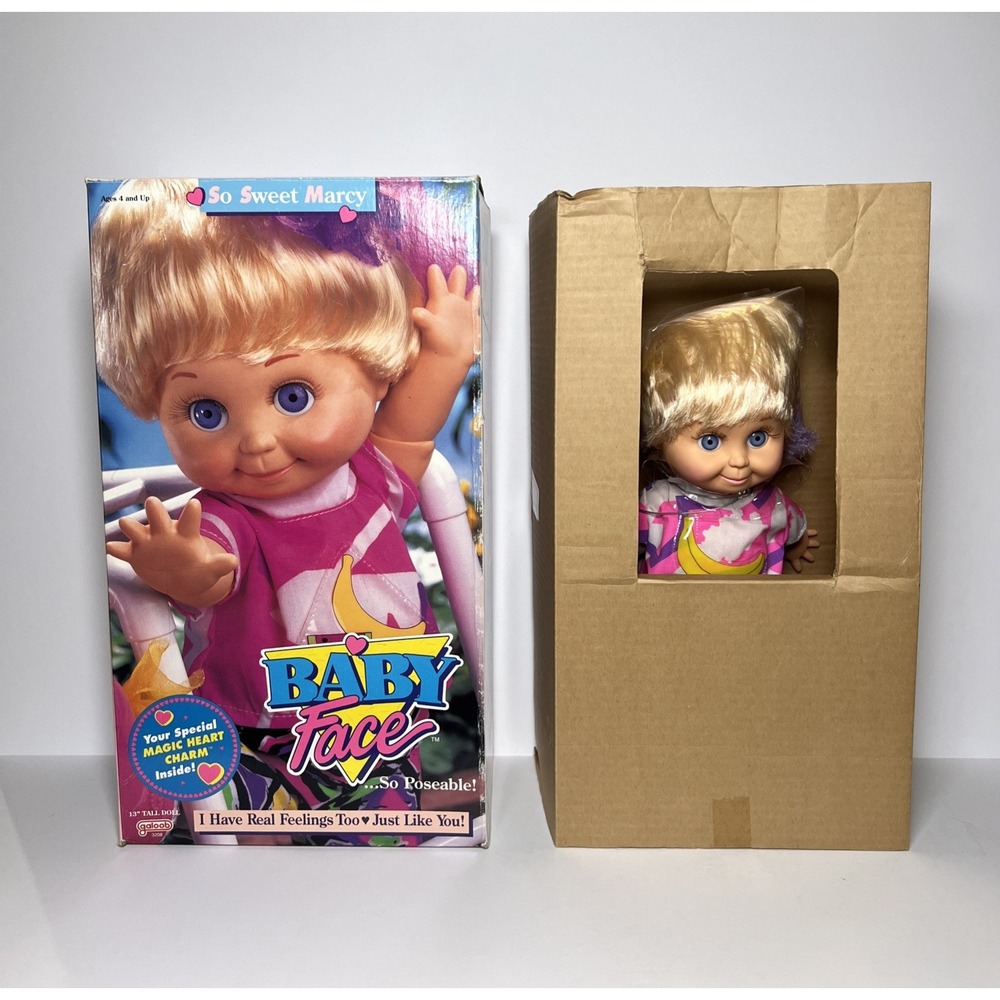 Vintage 1990 Galoob Baby Face So Sweet Marcy #1 NIOB HTF Blonde Purple Hair